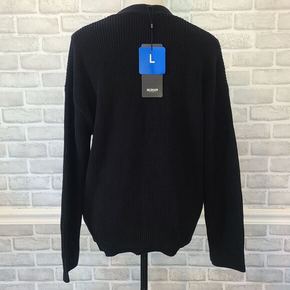 Hudson Black Cardigan Button Front NEW L Classic Staple Lagenlook Womens - Picture 4 of 9